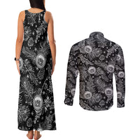 Hawaii Christmas Couples Matching Tank Maxi Dress and Long Sleeve Button Shirt Tropical Style With Coat Of Arms LT14 - Polynesian Pride