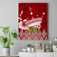 Tonga King Tupou I Day Canvas Wall Art Tongan Ngatu Pattern With Crown LT14 Red - Polynesian Pride