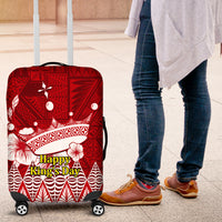 Tonga King Tupou I Day Luggage Cover Tongan Ngatu Pattern With Crown LT14 Red - Polynesian Pride