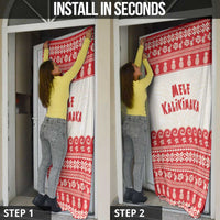 Red Mele Kalikimaka Hawaii Door Cover Funny Ho Ho Ho Santa Shaka - Polynesian Pride