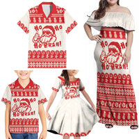 Red Mele Kalikimaka Hawaii Family Matching Off Shoulder Maxi Dress and Hawaiian Shirt Funny Ho Ho Ho Santa Shaka LT14 - Polynesian Pride