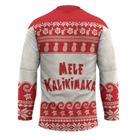 Red Mele Kalikimaka Hawaii Hockey Jersey Funny Ho Ho Ho Santa Shaka - Polynesian Pride