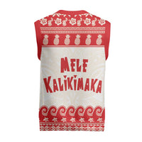 Red Mele Kalikimaka Hawaii Christmas Knitted V-Neck Vest Funny Ho Ho Ho Santa Shaka LT14 - Polynesian Pride
