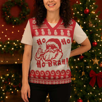 Red Mele Kalikimaka Hawaii Christmas Knitted V-Neck Vest Funny Ho Ho Ho Santa Shaka LT14 - Polynesian Pride