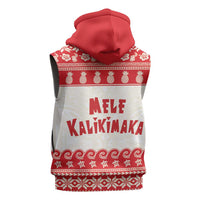 Red Mele Kalikimaka Hawaii Sleeveless Hoodie Funny Ho Ho Ho Santa Shaka LT14 - Polynesian Pride
