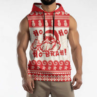 Red Mele Kalikimaka Hawaii Sleeveless Hoodie Funny Ho Ho Ho Santa Shaka LT14 - Polynesian Pride