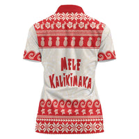 Red Mele Kalikimaka Hawaii Women Polo Shirt Funny Ho Ho Ho Santa Shaka LT14 - Polynesian Pride