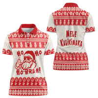 Red Mele Kalikimaka Hawaii Women Polo Shirt Funny Ho Ho Ho Santa Shaka LT14 - Polynesian Pride