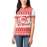 Red Mele Kalikimaka Hawaii Women Polo Shirt Funny Ho Ho Ho Santa Shaka LT14 - Polynesian Pride