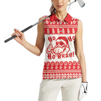 Red Mele Kalikimaka Hawaii Women Sleeveless Polo Shirt Funny Ho Ho Ho Santa Shaka LT14 - Polynesian Pride