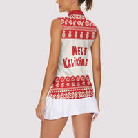 Red Mele Kalikimaka Hawaii Women Sleeveless Polo Shirt Funny Ho Ho Ho Santa Shaka LT14 - Polynesian Pride