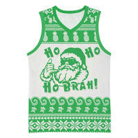 Green Mele Kalikimaka Hawaii Basketball Jersey Funny Ho Ho Ho Santa Shaka LT14 Unisex Green - Polynesian Pride