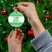 Green Mele Kalikimaka Hawaii Ceramic Ornament Funny Ho Ho Ho Santa Shaka - Polynesian Pride