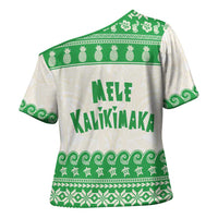 Green Mele Kalikimaka Hawaii Cross Shoulder Shirt Funny Ho Ho Ho Santa Shaka LT14 - Polynesian Pride