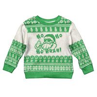 Green Mele Kalikimaka Hawaii Kid Ugly Christmas Sweater Funny Ho Ho Ho Santa Shaka LT14 Kid Green - Polynesian Pride