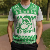Green Mele Kalikimaka Hawaii Christmas Knitted V-Neck Vest Funny Ho Ho Ho Santa Shaka LT14 - Polynesian Pride