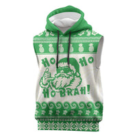 Green Mele Kalikimaka Hawaii Sleeveless Hoodie Funny Ho Ho Ho Santa Shaka LT14 Green - Polynesian Pride