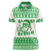 Green Mele Kalikimaka Hawaii Women Polo Shirt Funny Ho Ho Ho Santa Shaka LT14 Female Green - Polynesian Pride