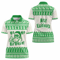 Green Mele Kalikimaka Hawaii Women Polo Shirt Funny Ho Ho Ho Santa Shaka LT14 - Polynesian Pride
