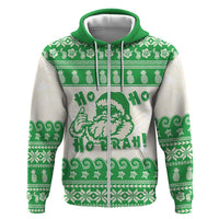 Green Mele Kalikimaka Hawaii Zip Hoodie Funny Ho Ho Ho Santa Shaka LT14 Zip Hoodie Green - Polynesian Pride
