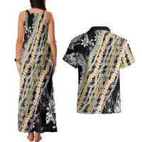 Black Palaka Hawaii Leis Couples Matching Tank Maxi Dress and Hawaiian Shirt Hawaiian-plaid Elegant Tropical Vibes LT14 - Polynesian Pride