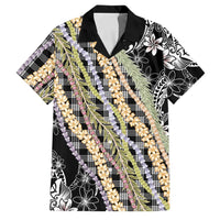 Black Palaka Hawaii Leis Family Matching Summer Maxi Dress and Hawaiian Shirt Hawaiian-plaid Elegant Tropical Vibes LT14 Dad's Shirt - Short Sleeve Black - Polynesian Pride