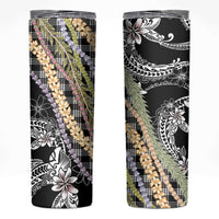 Black Palaka Hawaii Leis Skinny Tumbler Hawaiian-plaid Elegant Tropical Vibes LT14 Black - Polynesian Pride