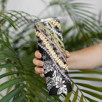 Black Palaka Hawaii Leis Skinny Tumbler Hawaiian-plaid Elegant Tropical Vibes LT14 - Polynesian Pride
