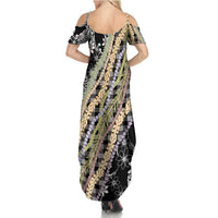 Black Palaka Hawaii Leis Summer Maxi Dress Hawaiian-plaid Elegant Tropical Vibes - Polynesian Pride