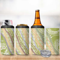 Green Palaka Hawaii Leis 4 in 1 Can Cooler Tumbler Hawaiian-plaid Elegant Tropical Vibes LT14 - Polynesian Pride