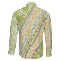 Green Palaka Hawaii Leis Family Matching Off Shoulder Short Dress and Hawaiian Shirt Hawaiian-plaid Elegant Tropical Vibes LT14 - Polynesian Pride