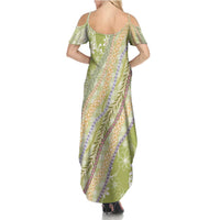 Green Palaka Hawaii Leis Family Matching Summer Maxi Dress and Hawaiian Shirt Hawaiian-plaid Elegant Tropical Vibes LT14 - Polynesian Pride