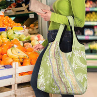 Green Palaka Hawaii Leis Grocery Bag Hawaiian-plaid Elegant Tropical Vibes - Polynesian Pride
