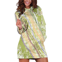 Green Palaka Hawaii Leis Hoodie Dress Hawaiian-plaid Elegant Tropical Vibes LT14 Green - Polynesian Pride