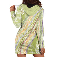 Green Palaka Hawaii Leis Hoodie Dress Hawaiian-plaid Elegant Tropical Vibes LT14 - Polynesian Pride