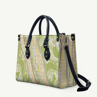 Green Palaka Hawaii Leis Leather Bag Hawaiian-plaid Elegant Tropical Vibes - Polynesian Pride