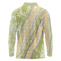 Green Palaka Hawaii Leis Long Sleeve Polo Shirt Hawaiian-plaid Elegant Tropical Vibes LT14 - Polynesian Pride