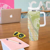 Green Palaka Hawaii Leis Tumbler With Handle Hawaiian-plaid Elegant Tropical Vibes - Polynesian Pride