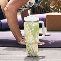 Green Palaka Hawaii Leis Tumbler With Handle Hawaiian-plaid Elegant Tropical Vibes - Polynesian Pride