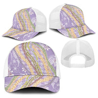 Purple Palaka Hawaii Leis Baseball Net Cap Hawaiian-plaid Elegant Tropical Vibes - Polynesian Pride