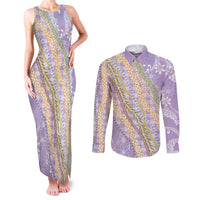 Purple Palaka Hawaii Leis Couples Matching Tank Maxi Dress and Long Sleeve Button Shirt Hawaiian-plaid Elegant Tropical Vibes LT14 Purple - Polynesian Pride