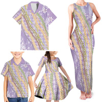 Purple Palaka Hawaii Leis Family Matching Tank Maxi Dress and Hawaiian Shirt Hawaiian-plaid Elegant Tropical Vibes LT14 - Polynesian Pride