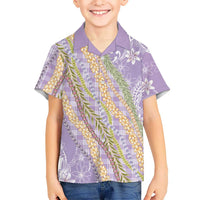 Purple Palaka Hawaii Leis Family Matching Tank Maxi Dress and Hawaiian Shirt Hawaiian-plaid Elegant Tropical Vibes LT14 Son's Shirt Purple - Polynesian Pride