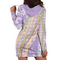 Purple Palaka Hawaii Leis Hoodie Dress Hawaiian-plaid Elegant Tropical Vibes LT14 - Polynesian Pride