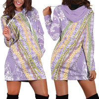 Purple Palaka Hawaii Leis Hoodie Dress Hawaiian-plaid Elegant Tropical Vibes LT14 - Polynesian Pride