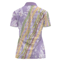 Purple Palaka Hawaii Leis Women Polo Shirt Hawaiian-plaid Elegant Tropical Vibes LT14 - Polynesian Pride