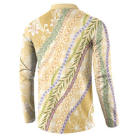 Yellow Palaka Hawaii Leis Button Sweatshirt Hawaiian-plaid Elegant Tropical Vibes - Polynesian Pride