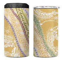 Yellow Palaka Hawaii Leis 4 in 1 Can Cooler Tumbler Hawaiian-plaid Elegant Tropical Vibes LT14 One Size: 16 oz Yellow - Polynesian Pride