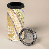 Yellow Palaka Hawaii Leis 4 in 1 Can Cooler Tumbler Hawaiian-plaid Elegant Tropical Vibes LT14 - Polynesian Pride