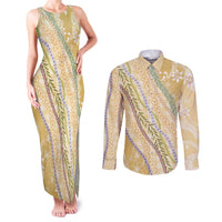 Yellow Palaka Hawaii Leis Couples Matching Tank Maxi Dress and Long Sleeve Button Shirt Hawaiian-plaid Elegant Tropical Vibes LT14 Yellow - Polynesian Pride
